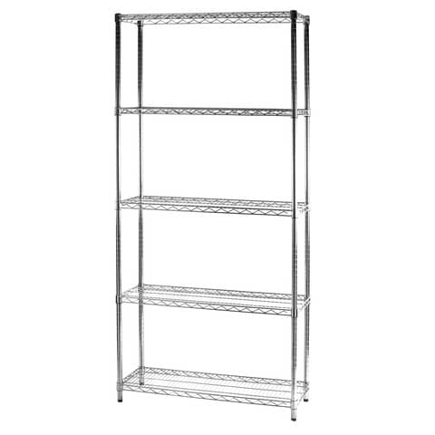 Scaffale cinque ripiani d’acciaio cromato Serena Group Archimede 90x35xH.200 cm – 5X359020