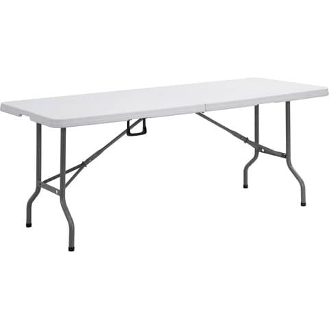 Tavolo rettangolare pieghevole Serena Group in polietilene bianco e base nera 183x76xH.74 cm – CZ183F