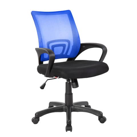 Sedia operativa con braccioli Serena Group St. Louis schienale in rete blu – rivestimento tessuto nero – E8085MB