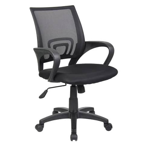 Sedia operativa con braccioli  Serena Group St. Louis schienale in rete nero – rivestimento tessuto nero – E8085MK