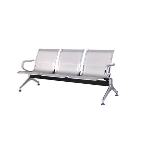 Panca in acciaio microforato per sala d’attesa Serena Group grigio – 3 posti L180 x P68 x H78 cm – SJ820G-3