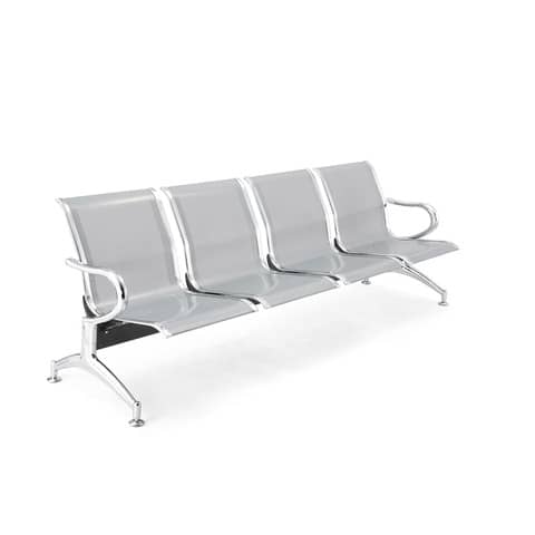 Panca in acciaio microforato per sala d’attesa Serena Group grigio – 4 posti L236 x P68 x H78 cm – SJ820G-4