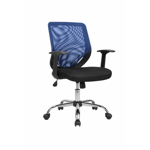 Seduta operativa con braccioli Serena Group Tucson rivestimento tessuto e schienale in rete blu – W095B