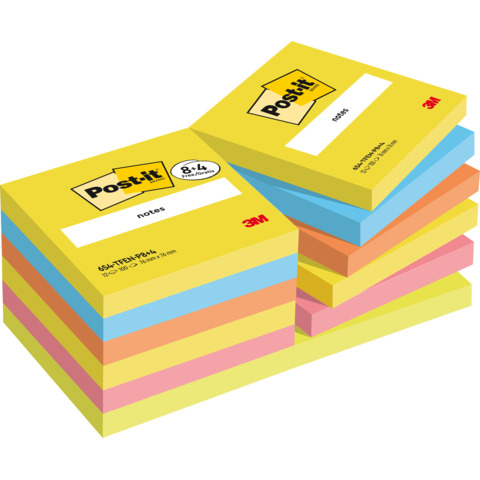 Promo pack 8+4 Post-it® standard 654 colori assortiti TFEN e BEACHSIDE – 76×76 mm – 7100290184