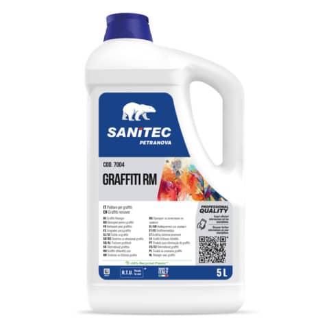 Solvente per la rimozione di graffiti, inchiostri e vernici di ogni genere Graffiti RM Sanitec 5 L / 5,5 Kg – 7004