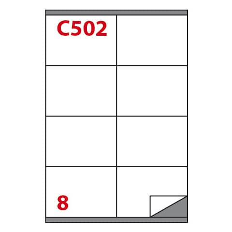 Etichette bianche Copiatabu C502 laser/inkjet  8 et./foglio – conf. 100 ff Markin 105×72 mm – X210C502
