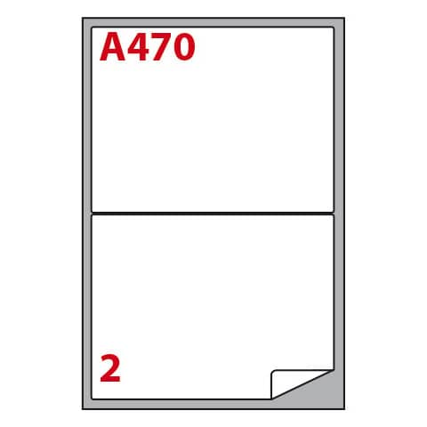 Etichette bianche Copiatabu A470 Laser/Inkjet – 2 et./foglio – conf. 100 fogli Markin 199,6×143,5 mm – X210A470