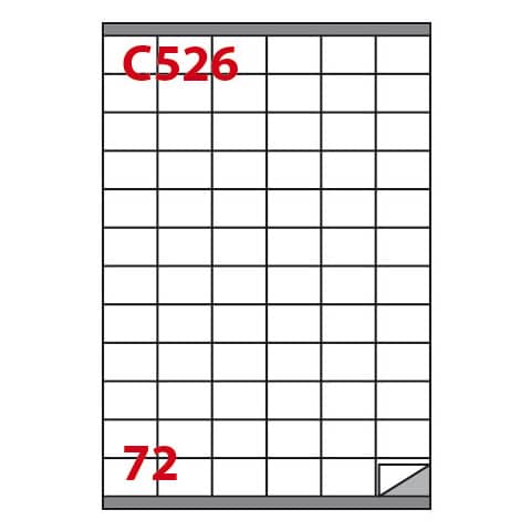 Etichette bianche con margine Copiatabu C526 laser/inkjet 72 et./foglio – conf. 100 fogli Markin 35×23,5 mm – X210C526