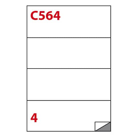Etichette bianche permanenti Copiatabu C564 laaser/inkjet – 4 et./foglio – conf. 100 fogli Markin 210×74,25 mm