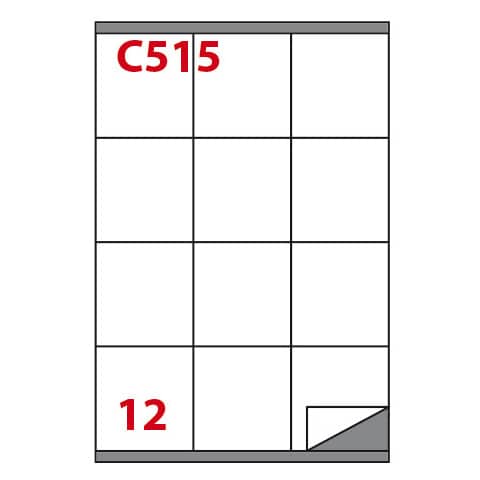 Etichette bianche permanenti Copiatabu C515 laser/Inkjet – 12 et./foglio – conf 100 fogli Markin 70×72 mm – X210C515