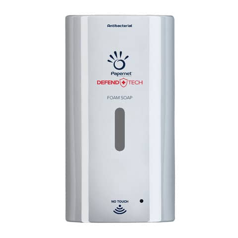 Dispenser antibatterico No Touch per cartuccia di sapone in schiuma Defend Tech – 25x12x13,5 cm Papernet bianco –
