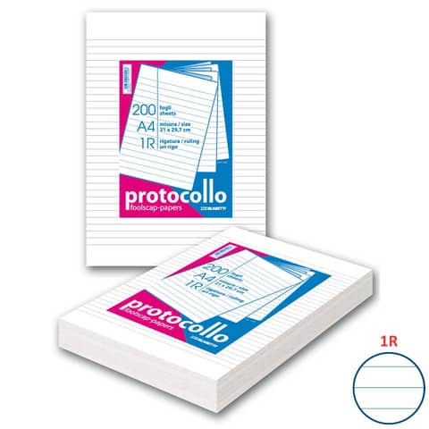 Fogli protocollo Blasetti A4 – 60 g/m² – risma 200 ff – 1R – 1280