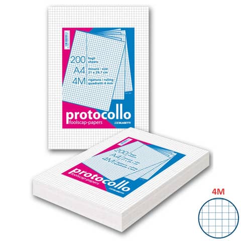 Fogli protocollo Blasetti A4 – 60 g/m² – risma 200 ff – 4M – 1281