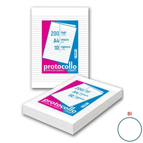 Fogli protocollo Blasetti A4 – 60 g/m² – foglio bianco – risma 200 ff – 1286