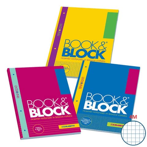 Ricambi per quaderni ad anelli Blasetti Book&Block – A4 – 80 g/m² – 40 ff – 4M – 5721