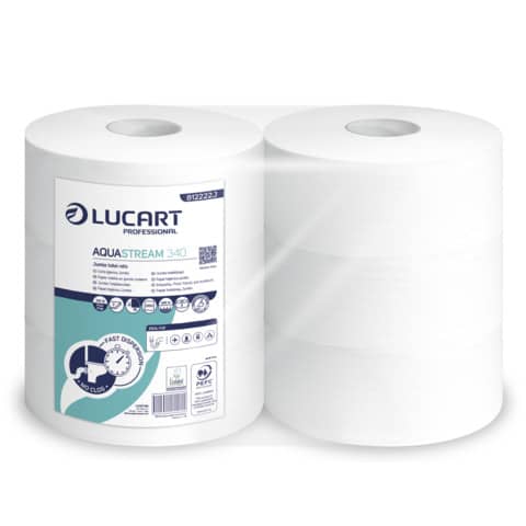 Carta igienica jumbo 2 veli Aquastream 340 – conf. 6 rotoli Lucart Professional 340 mt – 812222J