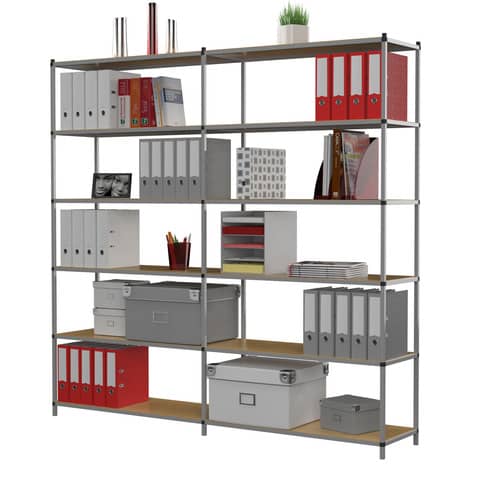 Modulo aggiuntivo per scaffalatura ad incastro 6 ripiani fissi Paperflow 100x35x200 cm – grigio – K606023