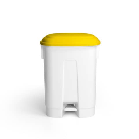 Pattumiera bianca a pedale 2×30 L – 50x36x68 cm TTS coperchio giallo 00005748