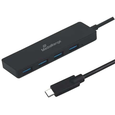 Hub Type C USB 3.0 con 4 porte Media Range – nero MRCS508