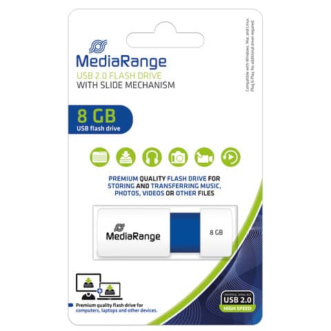 Chiavetta USB 2.0 – 8 Gb Media Range blu MR971