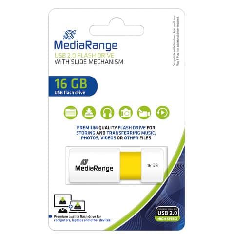 Chiavetta USB 2.0 – 16 Gb Media Range giallo MR972