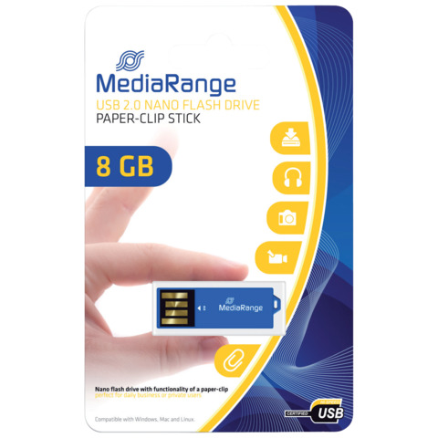 Chiavetta USB 2.0 nano – 8 Gb Media Range blu MR975