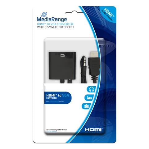 Convertitore da HDMI™ a VGA – presa audio da 3,5 mm Media Range nero MRCS167