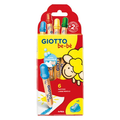 Matitoni in colori assortiti + appuntamatitone – conf. 6 pezzi Giotto Bebè assortiti – F477600