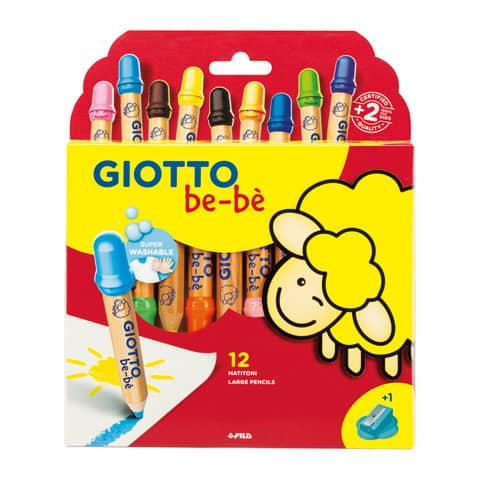 Matitoni in colori assortiti + appuntamatitone – conf. 12 pezzi Giotto Bebè assortiti – F482000