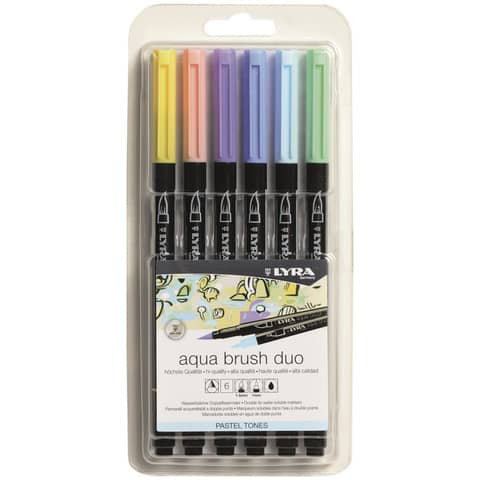 Pennarelli AQUA BRUSH DUO Set 6 pennarelli confezione appendibile Lyra colori pastel – L6521061