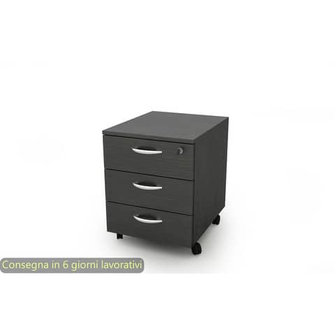 Cassettiera a 3 cassetti su ruote 17020 41x50xH.52,2 cm Artexport nero venato frassino – 17020/88/3T