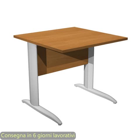 Scrivania piano noce chiaro 80x80xH.72 cm gamba a L in metallo grigio alluminio linea Presto Artexport – 001K2/4/AA
