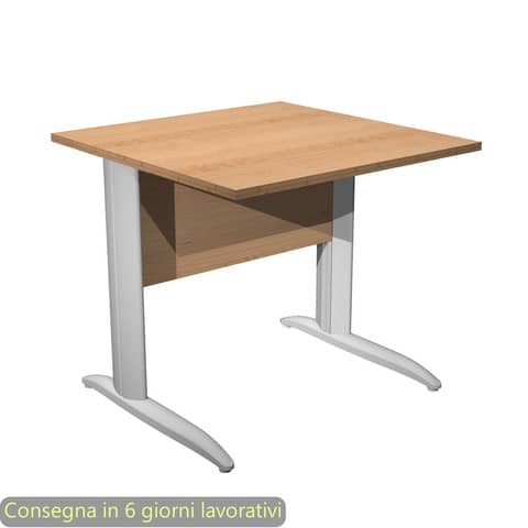 Scrivania piano faggio 80x80xH.72 cm gamba a L in metallo grigio alluminio linea Presto Artexport – 001K2/6/AA