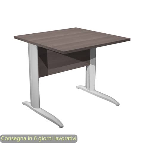 Scrivania piano frassino toscano 80x80xH.72 cm gamba a L metallo grigio alluminio Presto Artexport – 001K2/F/AA