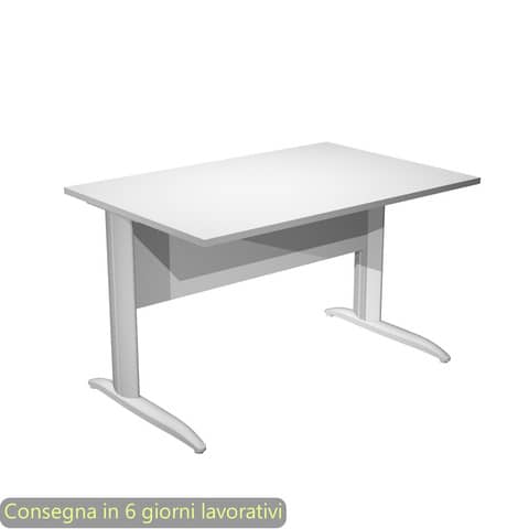 Scrivania piano bianco 120x80xH.72 cm gamba a L in metallo grigio alluminio linea Presto Artexport – 004K2/3/AA