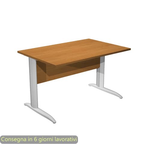 Scrivania piano noce chiaro 120x80xH.72 cm gamba a L in metallo grigio alluminio linea Presto Artexport – 004K2/4/AA