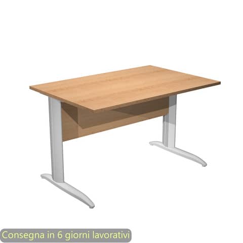 Scrivania piano faggio 120x80xH.72 cm gamba a L in metallo grigio alluminio linea Presto Artexport – 004K2/6/AA