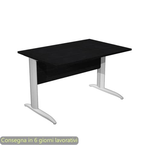 Scrivania piano nero venato frassino 120x80xH.72 cm gamba a L metallo grigio alluminio Presto Artexport – 004K2/8/AA