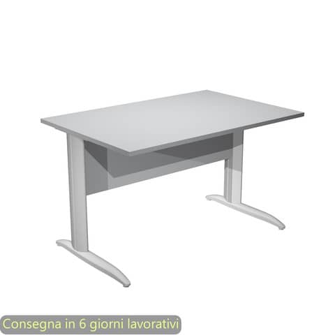 Scrivania piano grigio 120x80xH.72 cm gamba a L in metallo grigio alluminio linea Presto Artexport – 004K2/9/AA
