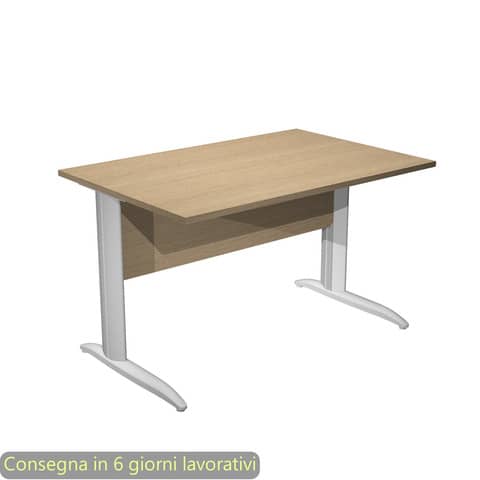 Scrivania piano rovere 120x80xH.72 cm gamba a L in metallo grigio alluminio linea Presto Artexport – 004K2/C/AA