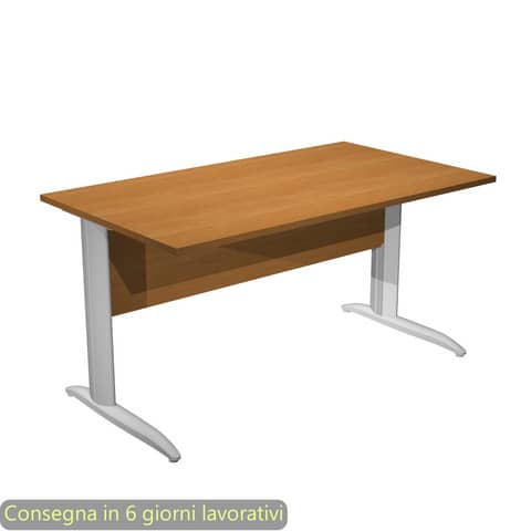 Scrivania piano noce chiaro140x80xH.72 cm gamba a L in metallo grigio alluminio linea Presto Artexport – 002K2/4/AA