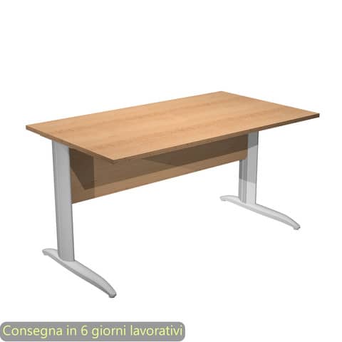 Scrivania piano faggio 140x80xH.72 cm gamba a L in metallo grigio alluminio linea Presto Artexport – 002K2/6/AA