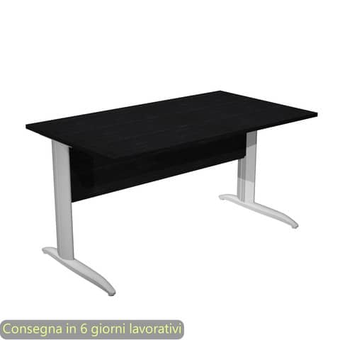 Scrivania piano nero venato frassino 140x80xH.72 cm gamba a L metallo grigio alluminio Presto Artexport – 002K2/8/AA