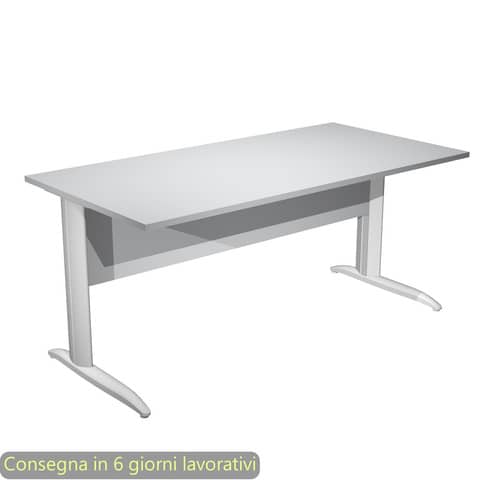 Scrivania piano grigio 140x80xH.72 cm gamba a L in metallo grigio alluminio linea Presto Artexport – 002K2/9/AA