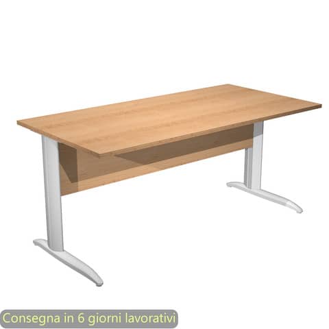 Scrivania piano faggio 160x80xH.72 cm gamba a L in metallo grigio alluminio linea Presto Artexport – 003K2/6/AA