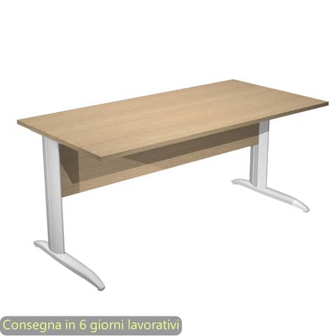 Scrivania piano rovere 160x80xH.72 cm gamba a L in metallo grigio alluminio linea Presto Artexport – 003K2/C/AA