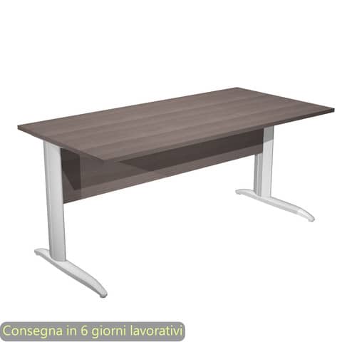 Scrivania piano frassino toscano 160x80xH.72 cm gamba a L metallo grigio alluminio Presto Artexport – 003K2/F/AA