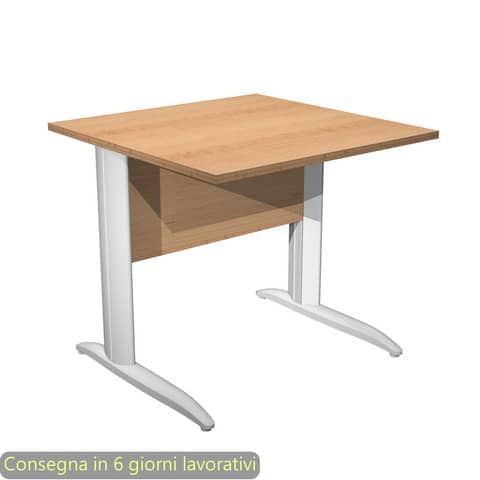 Scrivania piano faggio 80x80xH.72 cm gamba a L in metallo bianco opaco linea Presto Artexport – 001K2/6/AN