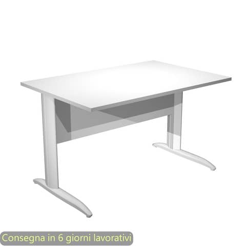 Scrivania piano bianco 120x80xH.72 cm gamba a L in metallo bianco opaco linea Presto Artexport – 004K2/3/AN