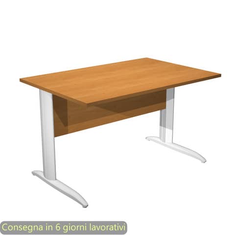 Scrivania piano noce chiaro 120x80xH.72 cm gamba a L in metallo bianco opaco linea Presto Artexport – 004K2/4/AN